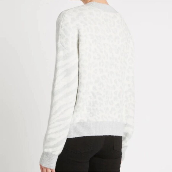 Rails Lana Leopard & Zebra Wool & Cashmere Blend Sweater Grey Pullover Luxury XS - Picture 2 of 16